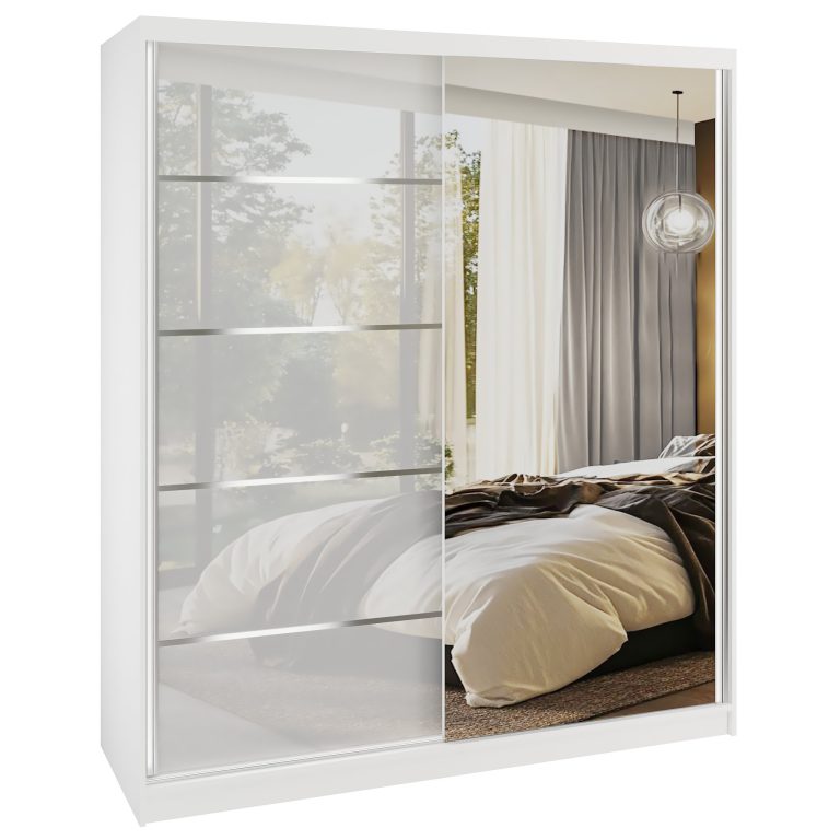 Tolóajtós szekrény SERENITY 158 cm fehér fényű MGB SERENITY SZP7/0/W/W/0/HIAL