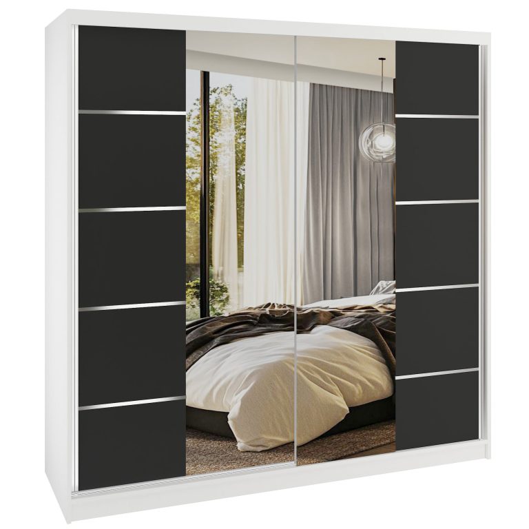 Tolóajtós szekrény SERENITY 200 cm fekete matt ME SERENITY SZP5/0/W/B/0/HIAL