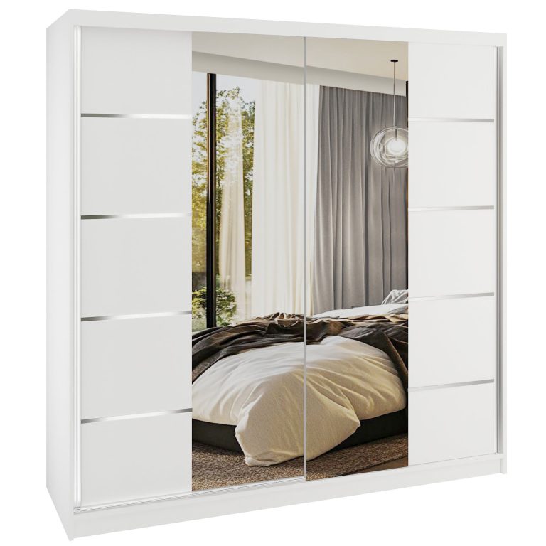 Tolóajtós szekrény SERENITY 200 cm fehér matt ME SERENITY SZP5/0/W/W/0/HIAL