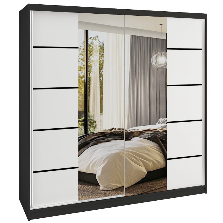 Tolóajtós szekrény SERENITY 200 cm fehér matt ME SERENITY SZP5/0/B/W/0/HIAL