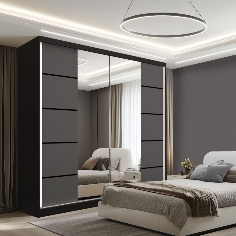 Tolóajtós szekrény SERENITY 200 cm szurke matt ME SERENITY SZP5/0/B/SR/0/HIAL