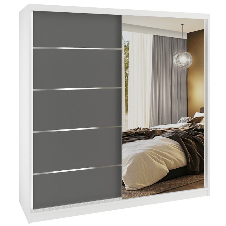 Tolóajtós szekrény SERENITY 200 cm szurke matt MBP SERENITY SZP5/0/W/SR/0/HIAL