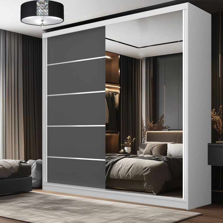 Tolóajtós szekrény SERENITY 200 cm szurke matt MBP SERENITY SZP5/0/W/SR/0/HIAL