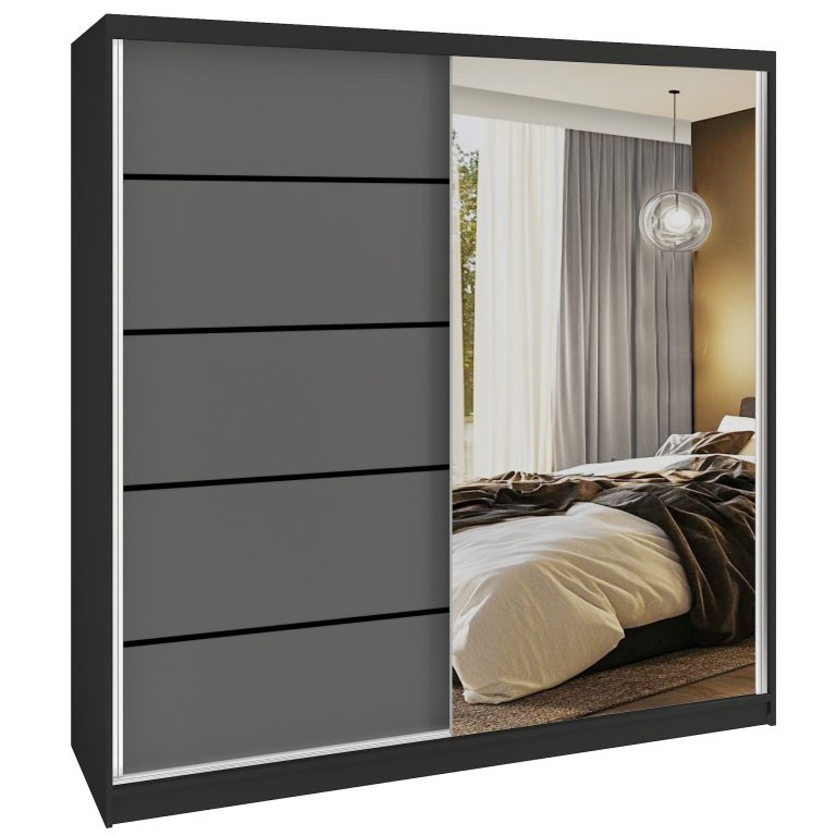 Tolóajtós szekrény SERENITY 200 cm szürke matt MBP SERENITY SZP5/0/B/SR/0/HIAL
