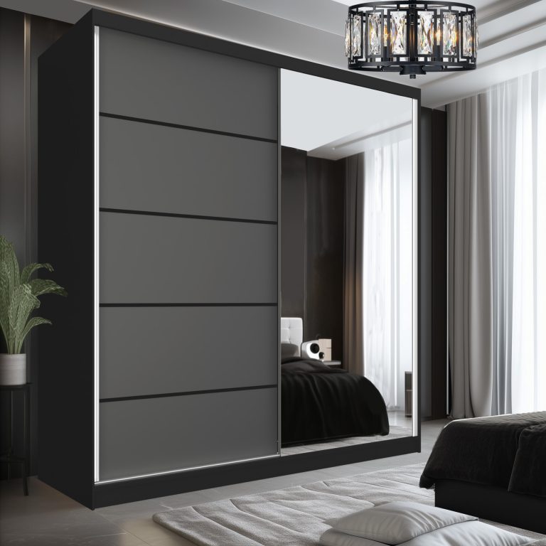 Tolóajtós szekrény SERENITY 200 cm szürke matt MBP SERENITY SZP5/0/B/SR/0/HIAL