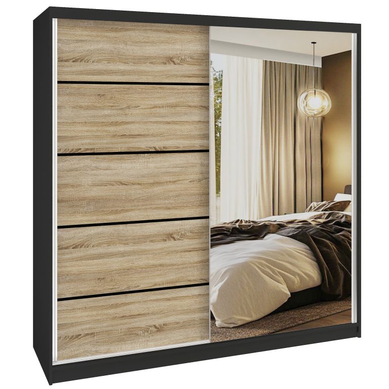 Tolóajtós szekrény SERENITY 200 cm tölgy sonoma matt MBP SERENITY SZP5/0/B/DS/0/HIAL