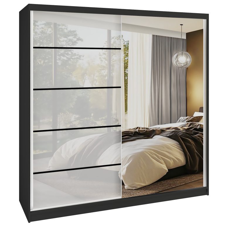 Tolóajtós szekrény SERENITY 200 cm fehér fényű MGB SERENITY SZP5/0/B/W/0/HIAL