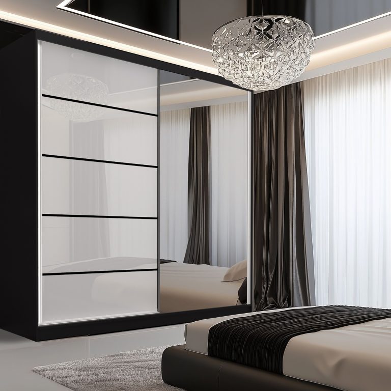 Tolóajtós szekrény SERENITY 200 cm fehér fényű MGB SERENITY SZP5/0/B/W/0/HIAL