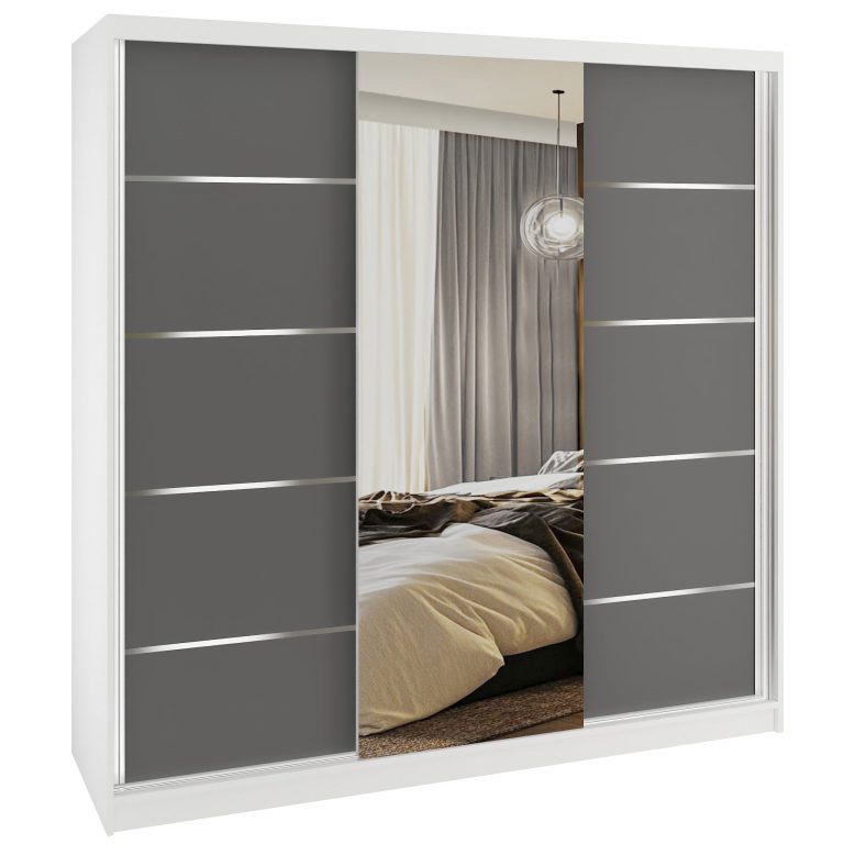 Tolóajtós szekrény SERENITY 200 cm szurke matt MT SERENITY SZP5/0/W/SR/0/HIAL