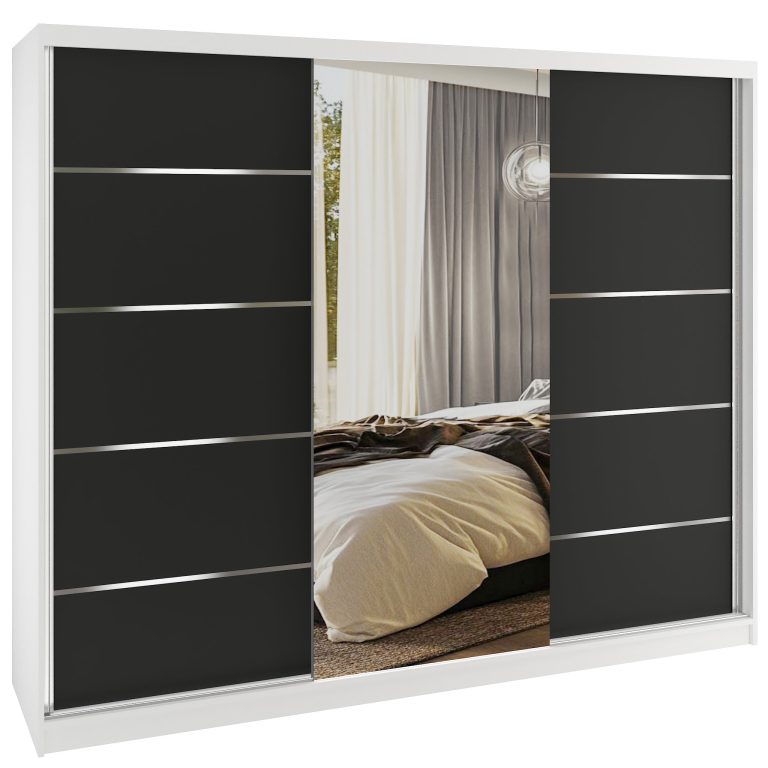 Tolóajtós szekrény SERENITY 232 cm fekete matt MBP SERENITY SZP8/0/W/B/0/HIAL