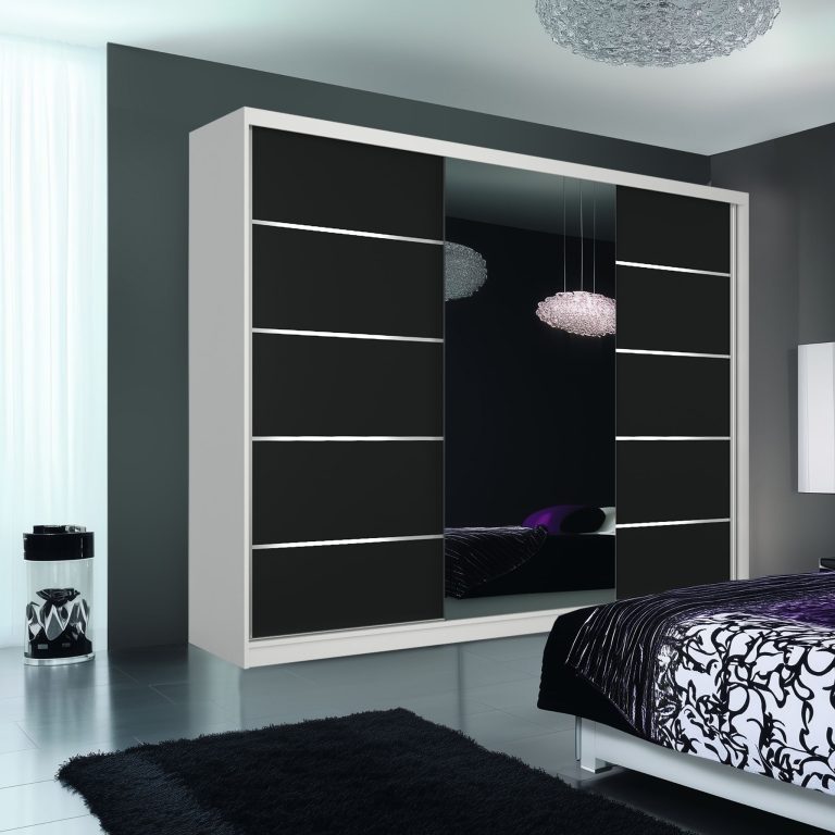 Tolóajtós szekrény SERENITY 200 cm fekete matt MT SERENITY SZP5/0/W/B/0/HIAL
