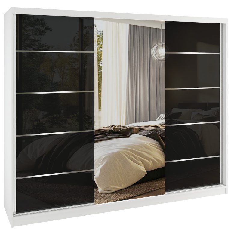 Tolóajtós szekrény SERENITY 232 cm fekete fényű MGB SERENITY SZP8/0/W/B/0/HIAL