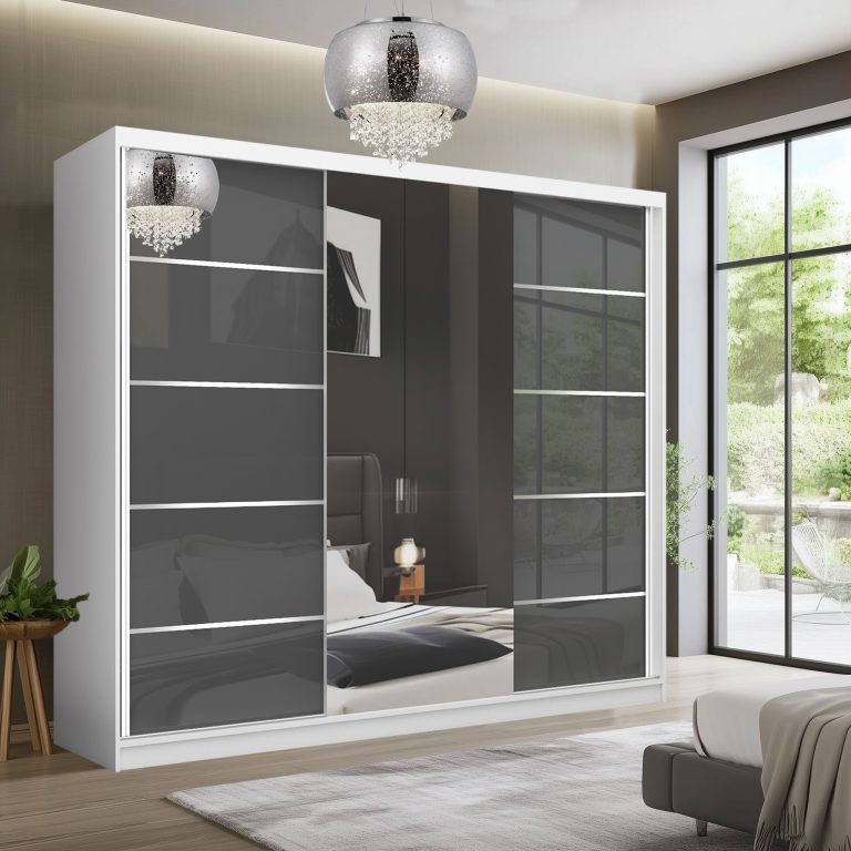 Tolóajtós szekrény SERENITY 232 cm szürke fényű MGB SERENITY SZP8/0/W/S/0/HIAL