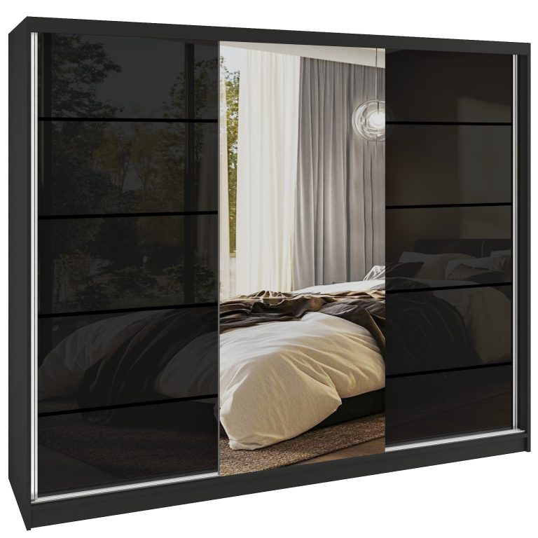 Tolóajtós szekrény SERENITY 200 cm fekete fényű MTG SERENITY SZP5/0/B/B/0/HIAL