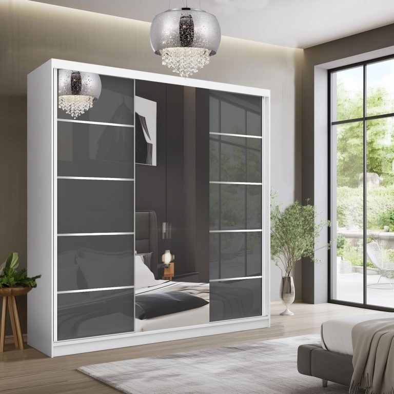 Tolóajtós szekrény SERENITY 200 cm szürke fényű MTG SERENITY SZP5/0/W/S/0/HIAL
