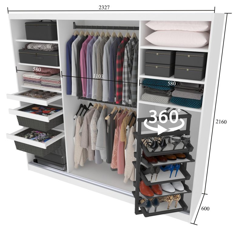 Tolóajtós szekrény SERENITY 232 cm fehér fényű MGB SERENITY SZP8/0/W/W/0/HIAL