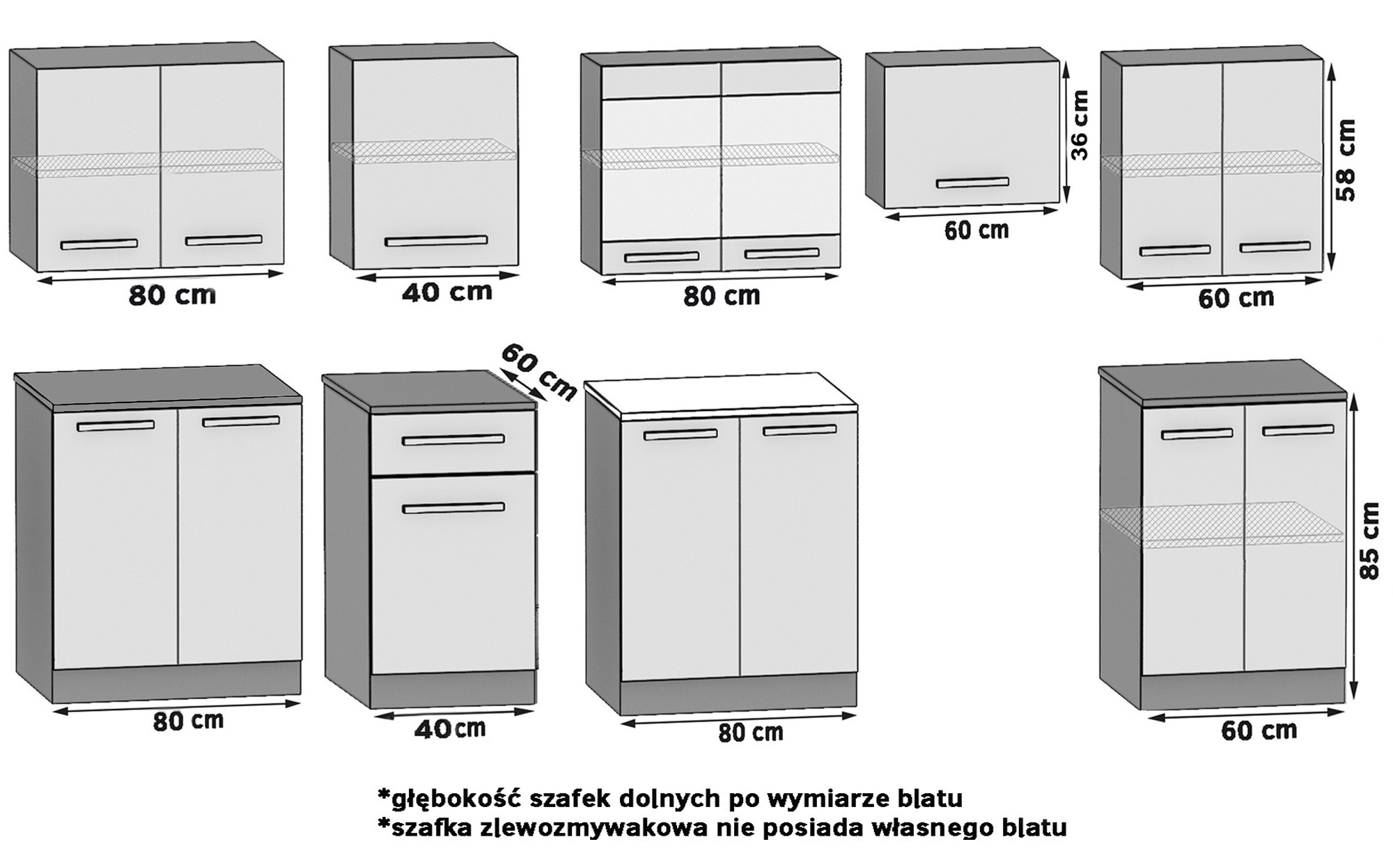 Konyhabútor JULIA 320 cm fekete fényű, munkalappal