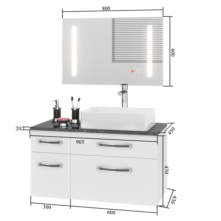 Fürdőszoba szett EUP P 90L/0/W/S/0/BK/MB