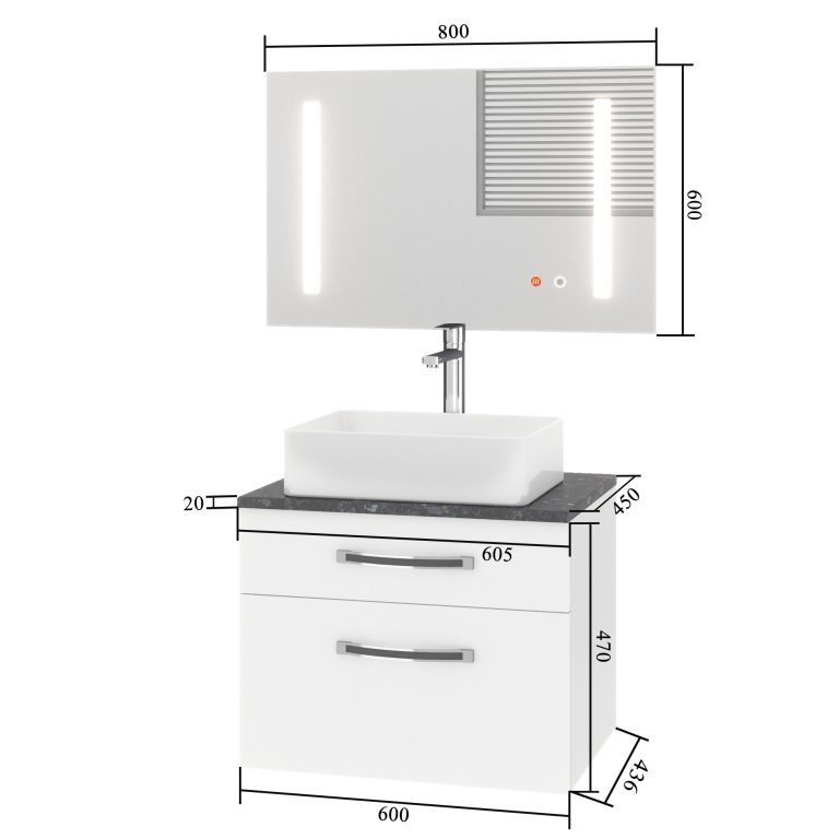 Fürdőszoba szett Euphoria EUP P 60/0/W/B/0/BK/MB