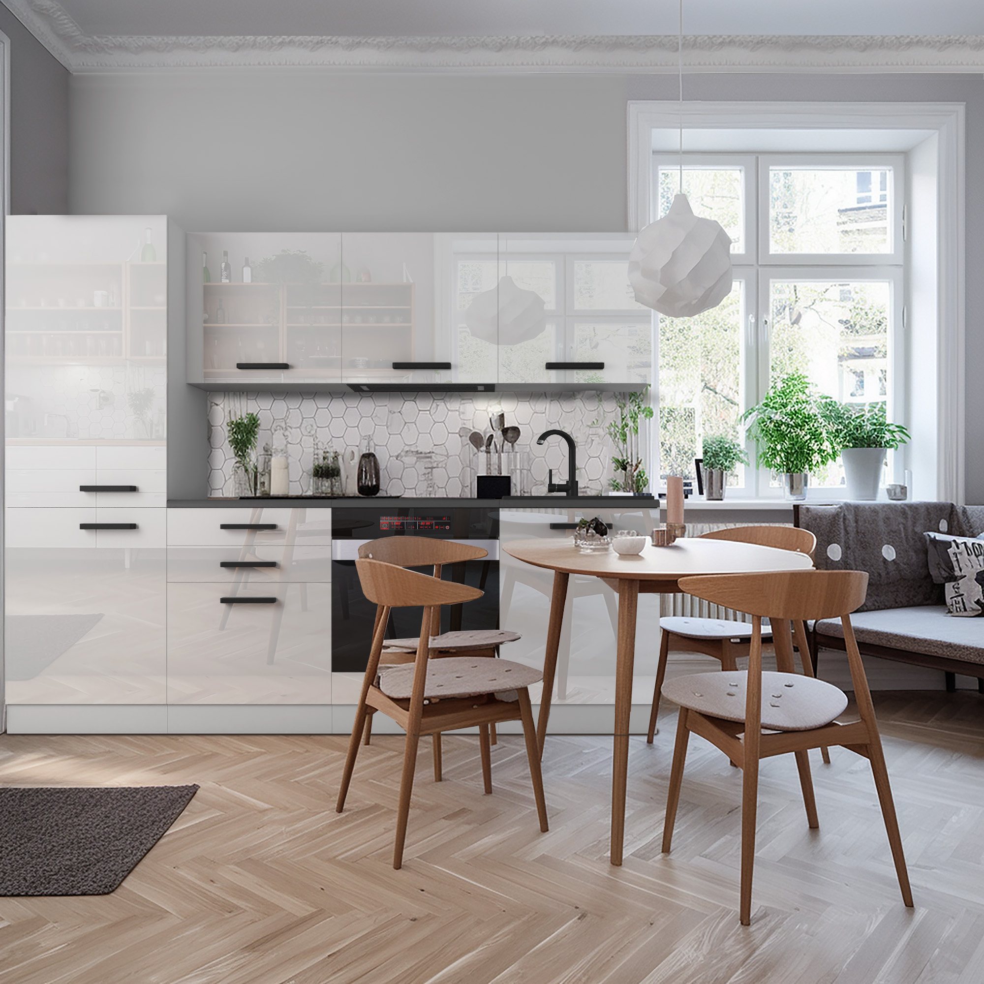 Modern konyhai inspiráció fa padlón