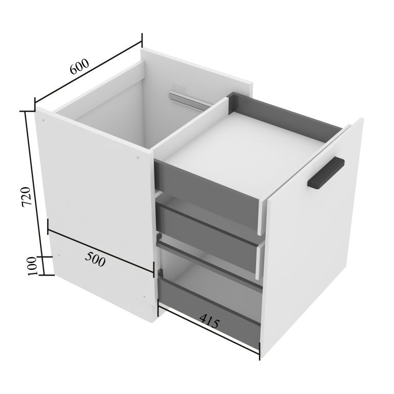 Konyhaszekrény alsó 60 cm fiókokkal INF SDSZW60/0/WT/W/0/B1/PP 