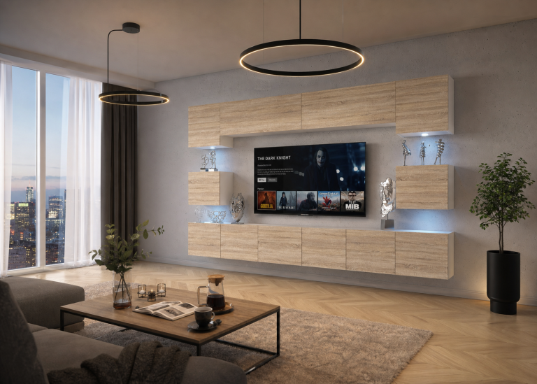 300 cm-es TV/RTV tölgy szekrénysor  wotan tölgy sonoma tölgy Gyártó IMP PRIMO 3/5/W/DS/0/0