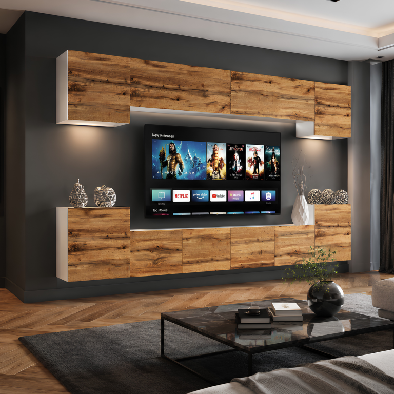 300 cm-es TV/RTV szekrénysor wotan tölgy Kiárusítás MIAMI 4/5/W/DW/0/0