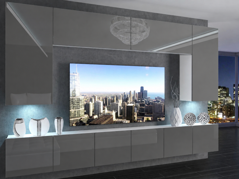 Szekrénysor 300 cm TV/RTV szürke fényes Gyártó IMP 2/5/W/S/0/0