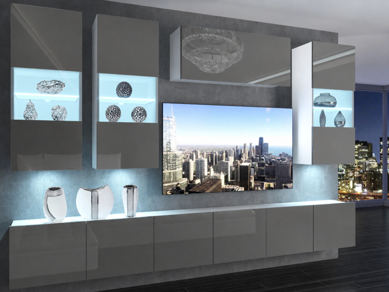 Szekrénysor 300 cm TV/RTV szürke fényes Gyártó IMP 5/5/W/S/0/0