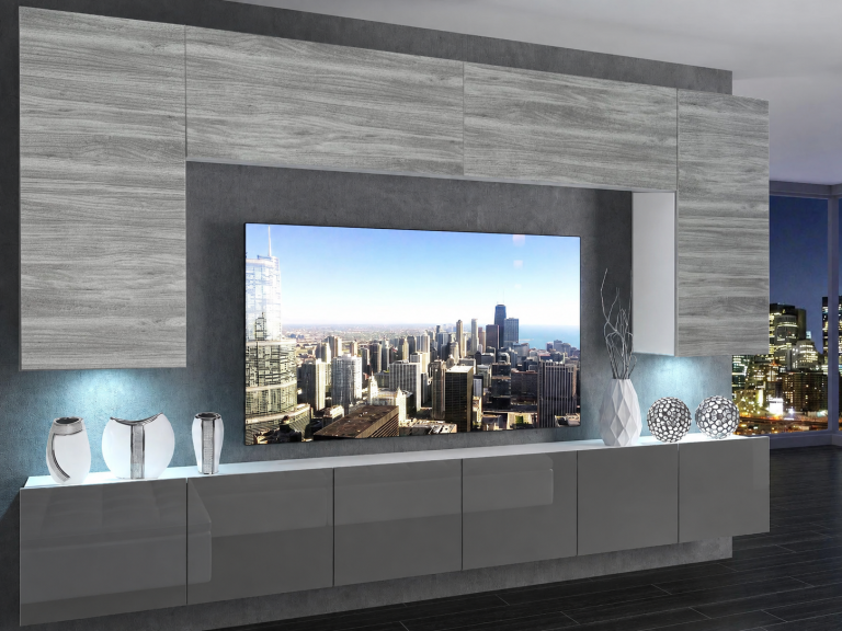 Szekrénysor 300 cm TV/RTV szürke antracit grafit fényes Gyártó IMP 2/5/W/GW1S/0/0