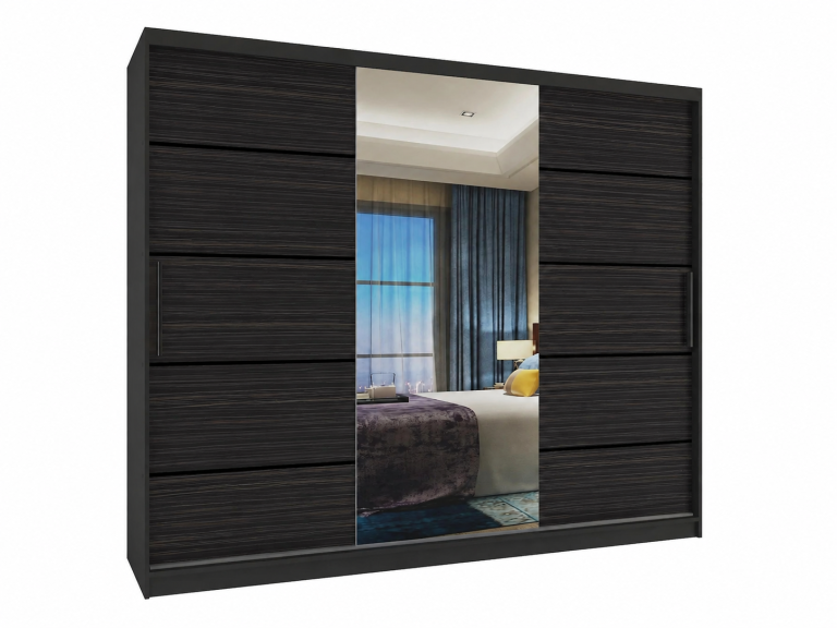 Tolóajtós szekrény 232 cm PREMIUM FIÓKOKKAL fekete sötét ében MBP SZP8/0/1B/2HK1L/0/KLP