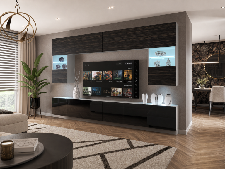 Szekrénysor 300 cm TV/RTV fekete ébenfa Gyártó IMP 1/5/W/HKB/0/0