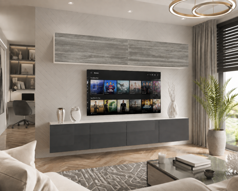 Szekrénysor 200 cm TV/RTV szürke antracit grafit fényes Gyártó IMP 6/5/W/GW1S/0/0