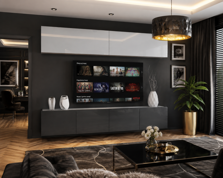 Szekrénysor 200 cm TV/RTV fehér fényes szürke fényes Gyártó IMP 6/5/W/WS/0/0