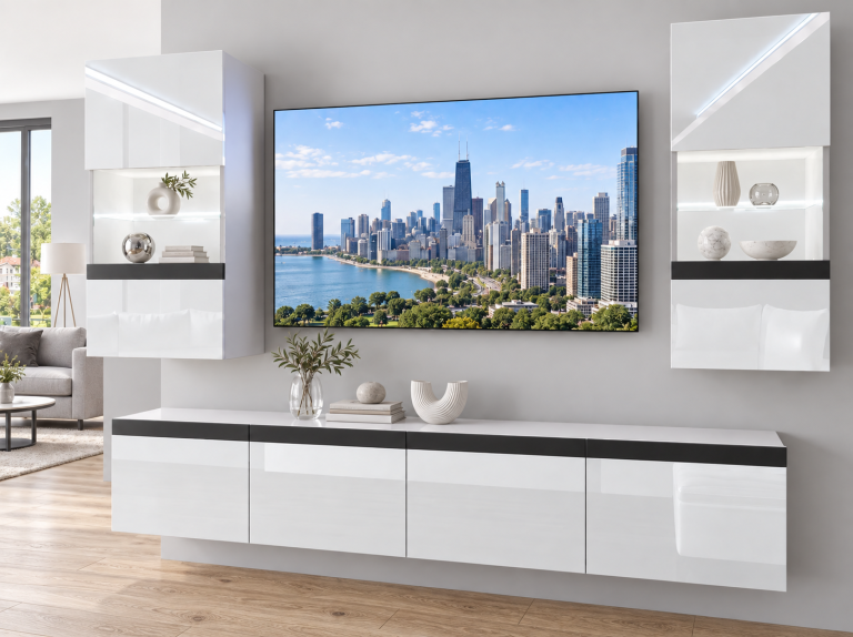 Nappali bútor Prestige 200 cm TV/RTV fehér fényes Gyártó IMP P Keanu 7/5/W/W/0/0/CM