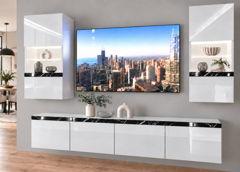 Nappali bútor Prestige 200 cm TV/RTV fehér fényes Gyártó IMP P Keanu 7/5/W/W/0/0/CS