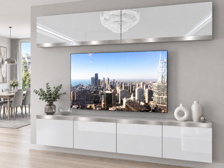 Nappali bútor Prestige 200 cm TV/RTV fehér fényes Gyártó IMP P Brando 6/5/W/W/0/0/SL