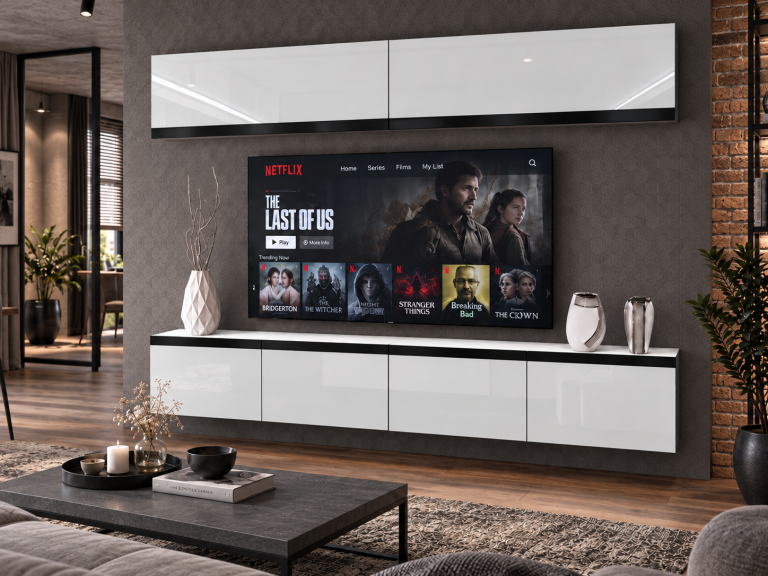 Nappali bútor Prestige 200 cm TV/RTV fehér fényes Gyártó IMP P Brando 6/5/W/W/0/0/CM