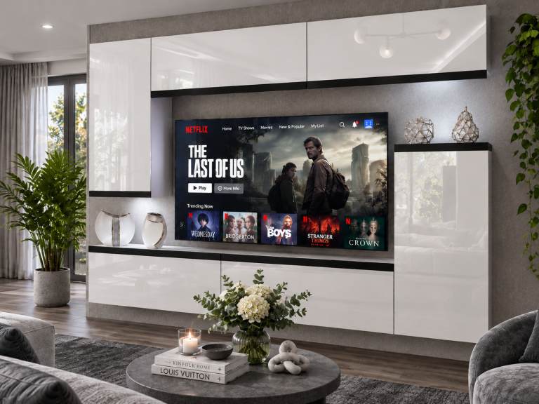 Nappali bútor Prestige 250 cm TV/RTV fehér fényes Gyártó IMP P Woody 8/5/W/W/0/0/CM