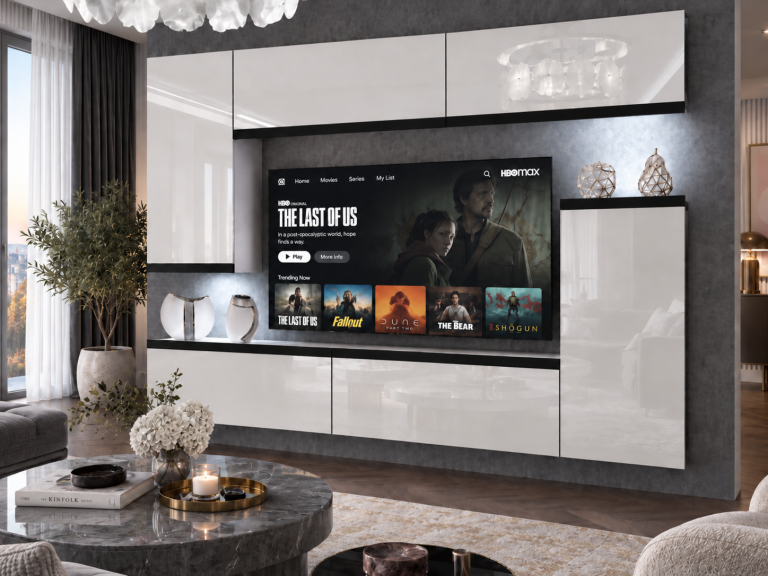 Nappali bútor Prestige 250 cm TV/RTV fehér fényes Gyártó IMP P Woody 8/5/W/W/0/0/CM