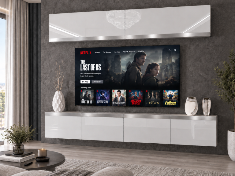 Nappali bútor Prestige 200 cm TV/RTV fehér fényes Gyártó IMP P Brando 6/5/W/W/0/0/SL