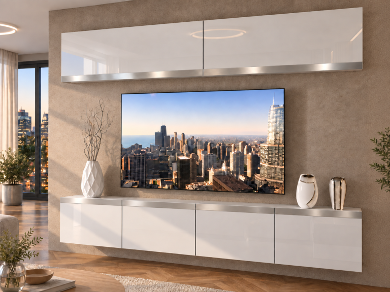 Nappali bútor Prestige 200 cm TV/RTV fehér fényes Gyártó IMP P Brando 6/5/W/W/0/0/SL