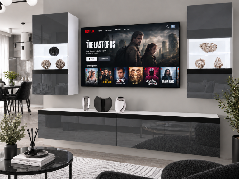 Nappali bútor Prestige 200 cm TV/RTV szürke fényes Gyártó IMP P Keanu 7/5/W/S/0/0/CM