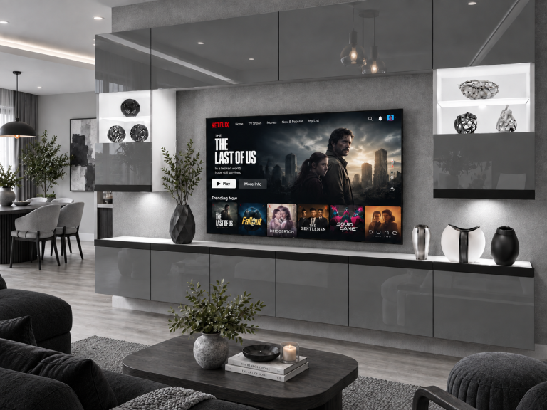 Nappali bútor Prestige 300 cm TV/RTV szürke fényes Gyártó IMP P1 Nolan 1/5/W/S/0/0/CM