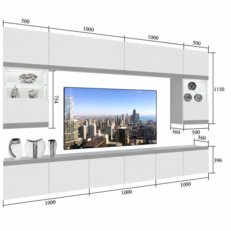 Nappali bútor Prestige 300 cm TV/RTV szürke fényes Gyártó IMP P2 Nolan 1/5/W/S/0/0/CM