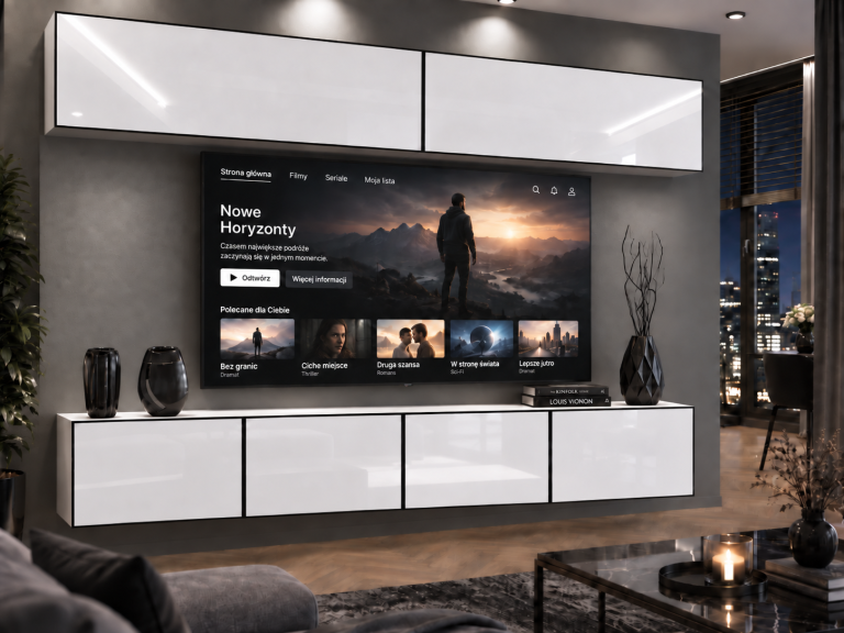Nappali bútor Linea 200 cm TV/RTV fehér fényes Gyártó IMP L Brando 6/5/W/W/0/0