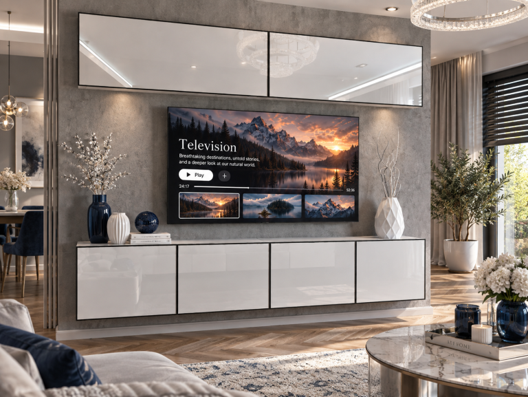 Nappali bútor Linea 200 cm TV/RTV fehér fényes Gyártó IMP L Brando 6/5/W/W/0/0