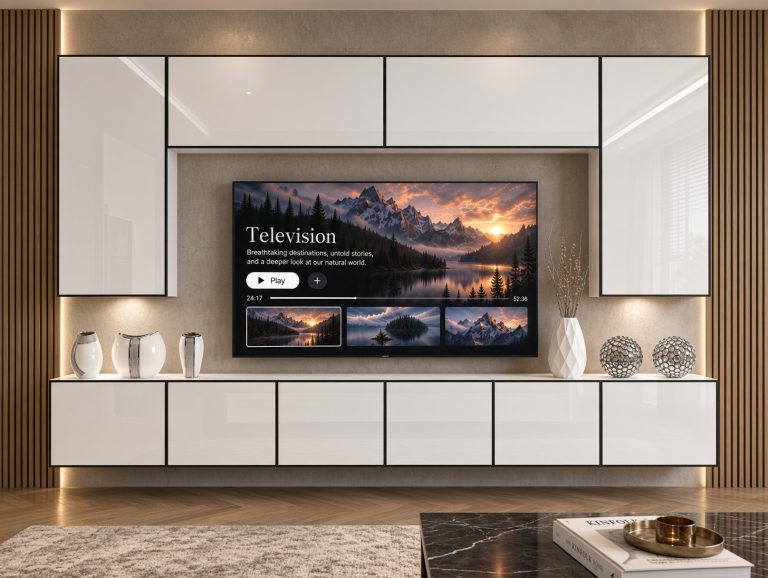 Nappali bútor Linea 300 cm TV/RTV fehér fényes Gyártó IMP L Monroe 2/5/W/W/0/0