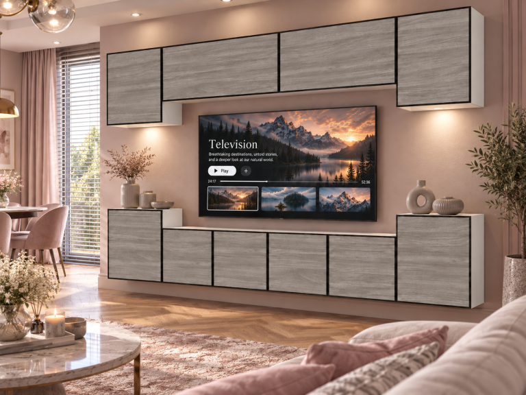 Nappali bútor Linea 300 cm TV/RTV szürke antracit grafitos Gyártó IMP L Hepburn 4/5/W/GW1/0/0