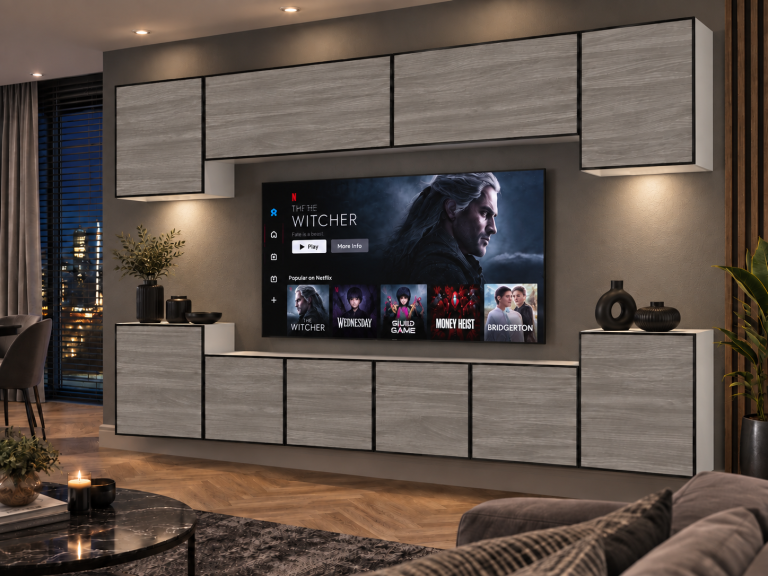 Nappali bútor Linea 300 cm TV/RTV szürke antracit grafitos Gyártó IMP L Hepburn 4/5/W/GW1/0/0
